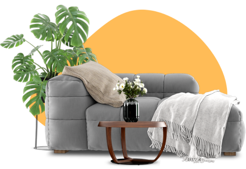 Сірий диван.